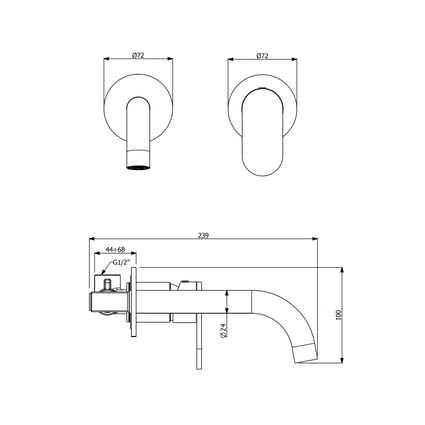 Μπαταρία νιπτήρος εντοιχισμού 2 οπών Slim White Matt 500045-300